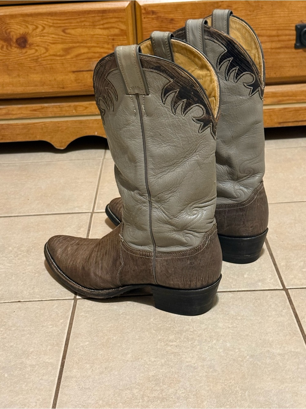Vintage 1970 's Mens Justin
Exotic Leather Lizard Cowboy Boots 10D Style 4531 - Picture 5 of 12